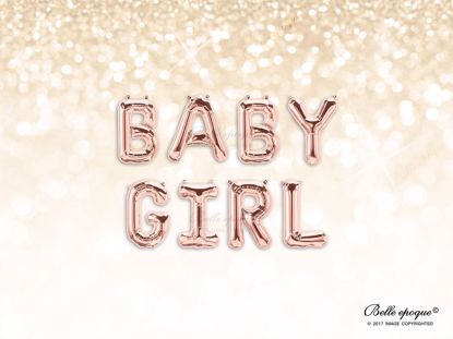 Picture of Rose Gold Balloon Banner Letters  BABY GIRL
