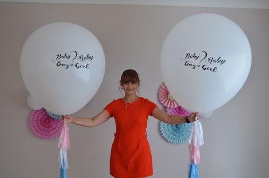 Picture of Baby Girl Baby Boy .. Printed Balloon Baby Shower  Giant 36 inch 3 feet Round Tassel Tails