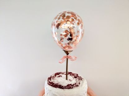 Picture of Rose Gold Cake Topper Confetti Balloons