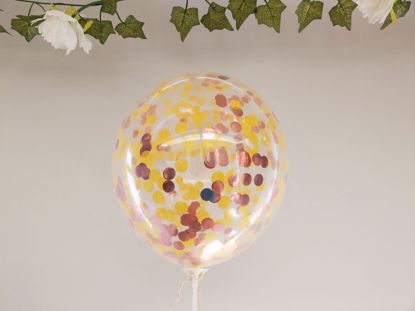 Picture of Yellow Rose Gold Confetti Balloons Ceiling Bouquet