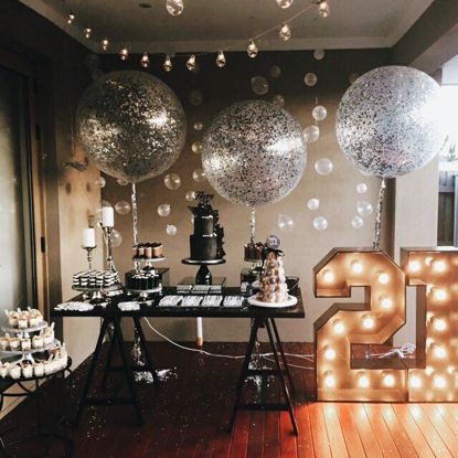 Picture of Silver Clear Balloons 36" Confetti