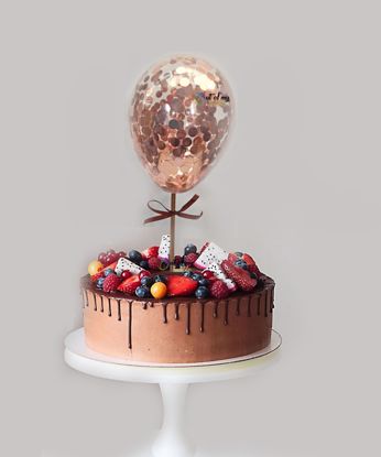 Picture of Rose Gold Balloon Confetti Cake Topper