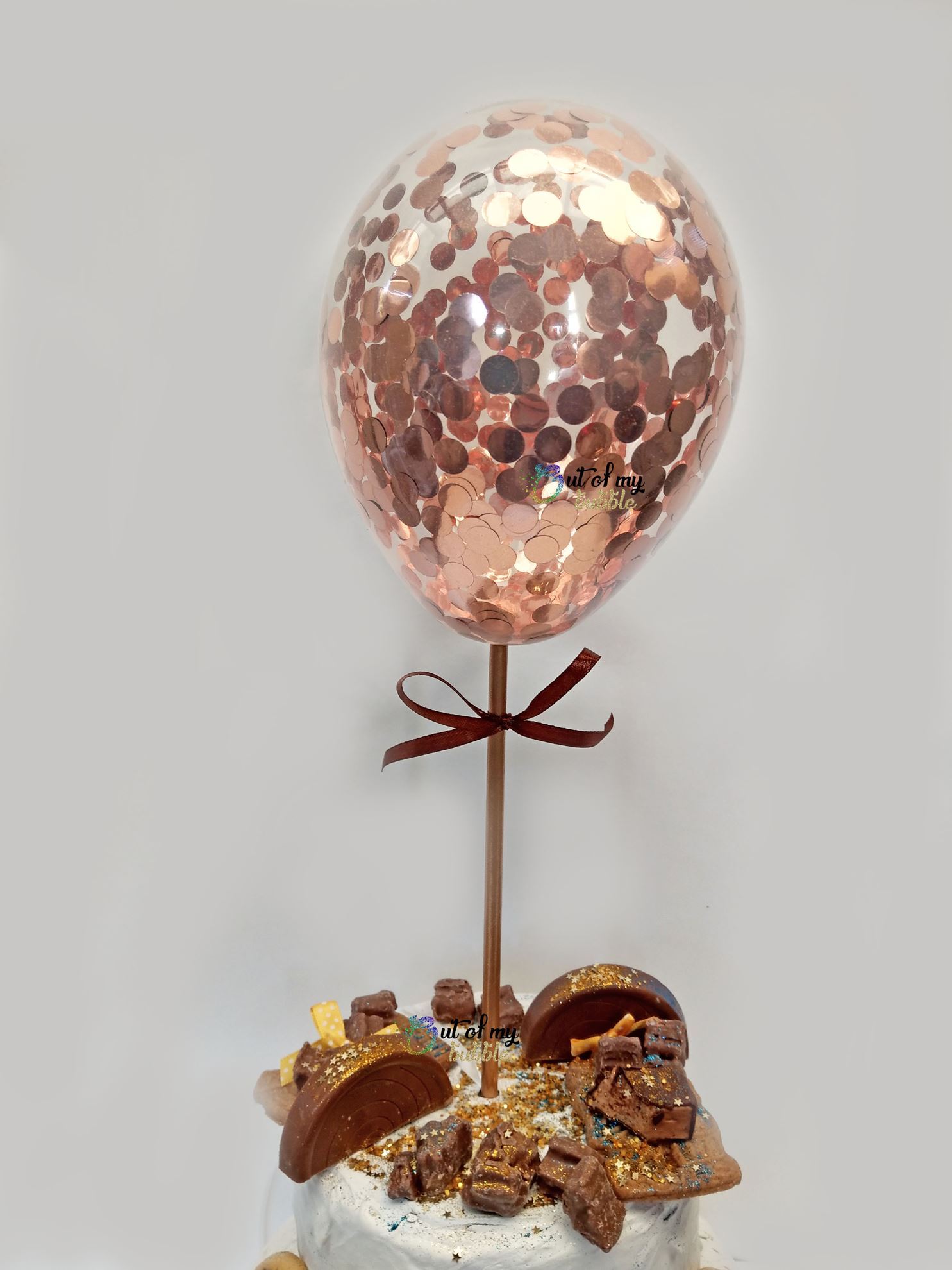 OutOfMyBubble. Rose Gold Balloon Confetti Cake Topper1485 x 1980