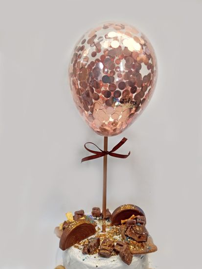 Picture of Rose Gold Balloon Confetti Cake Topper