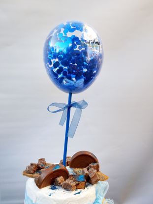 Picture of Royal Blue Confetti Balloon Cake Topper