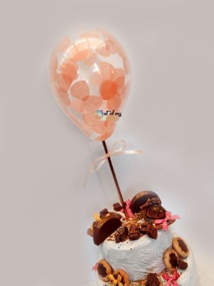 Picture of Peach Heart Confetti Balloon Cake Topper