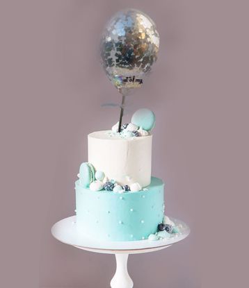 Picture of Silver Confetti Balloon Cake Topper Birthday