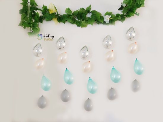 Picture of Silver Confetti Balloon Banner Raindrop Garland Grey