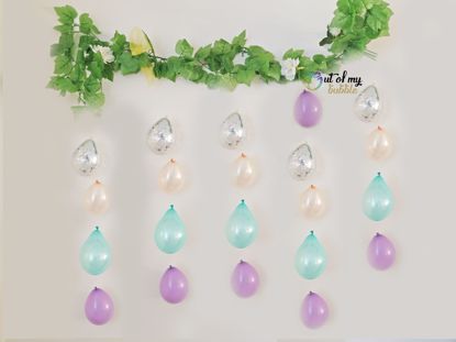 Picture of Silver Confetti Balloon Banner Raindrop Garland Lavender