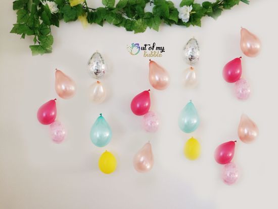 Picture of Rose Gold Balloon Banner Raindrop Garland Fuchsia