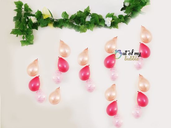 Picture of Rose Gold Balloon Banner Raindrop Garland Pink Fuchsia