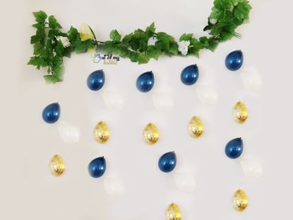 Picture of Navy Balloons Banner Raindrop Garland White Gold