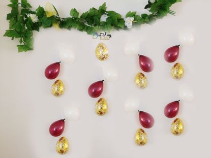 Picture of Burgundy Balloons Banner Raindrop Garland White Gold
