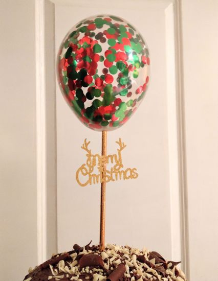 Picture of Merry Christmas Balloon Confetti Cake Topper
