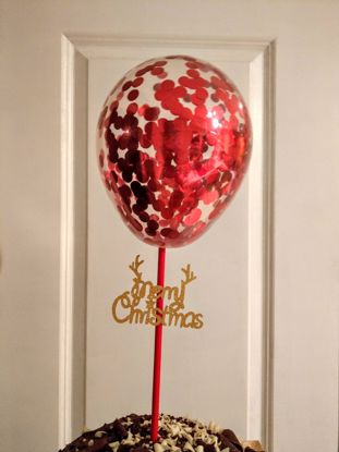 Picture of Christmas Balloon Red Confetti Cake Topper