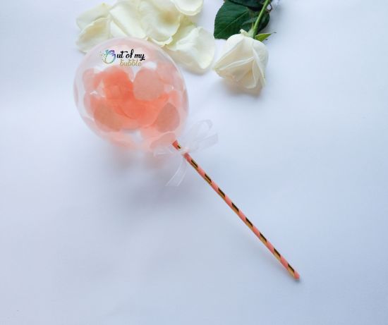 Picture of Cake topper Balloon Confetti Peach Hearts