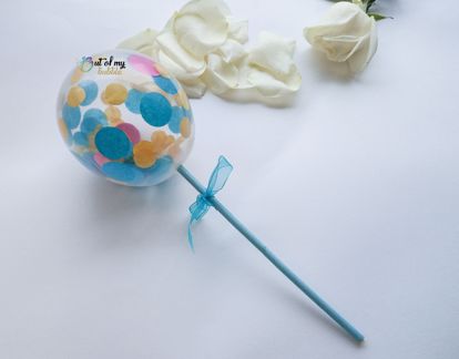Picture of Cake topper Balloon Confetti Turquoise Hot Pink Yellow