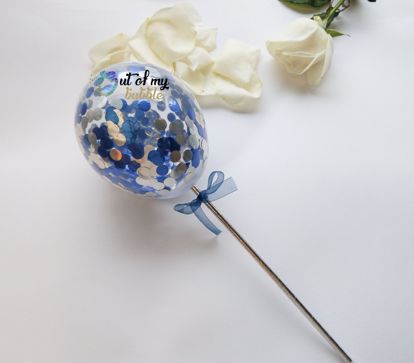 Picture of Cake topper Balloon Confetti Royal Blue Silver