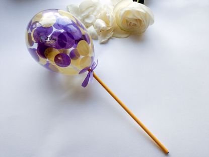 Picture of Cake topper Balloon Confetti Royal Purple Yellow