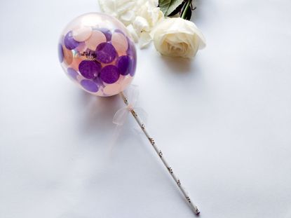 Picture of Cake topper Balloon Confetti Royal Purple Peach Hearts