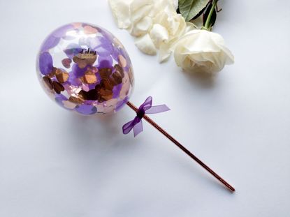 Picture of Cake topper Balloon Confetti Royal Purple Rose Gold Hearts