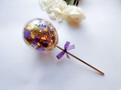 Picture of Cake topper Balloon Confetti Royal Purple Gold