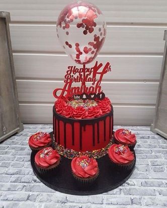 Picture of Cake topper Balloon Confetti Red