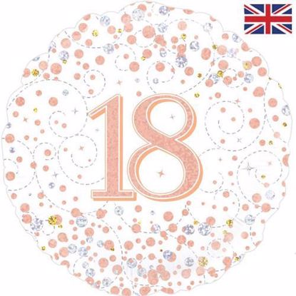 Picture of 18 INCH 18TH BIRTHDAY WHITE & ROSE GOLD FIZZ FOIL BALLOON