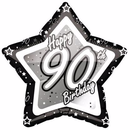 Picture of 18 INCH AGE 90TH BLACK & SILVER STAR FOIL BALLOON