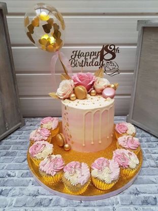 Picture of Cake topper Balloon Confetti Gold Hearts