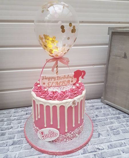 Picture of Balloon Cake Topper Confetti Gold Pink
