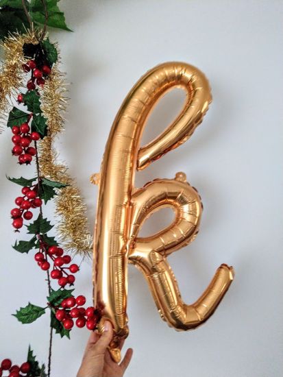 Picture of Cursive Gold Foil Balloon Letters Alphabet Name Custom Script