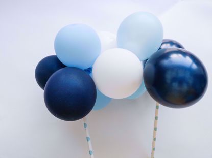 Picture of Balloon Cake Topper Mini Garland White Light Blue Navy