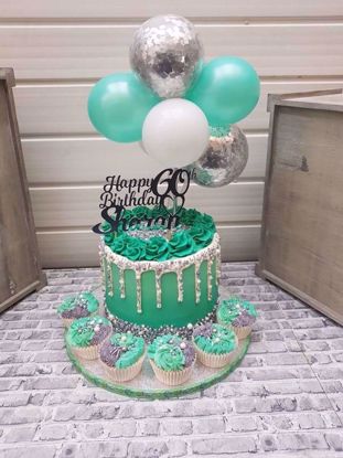Picture of Balloon Cake Topper Mini Garland Silver Mint