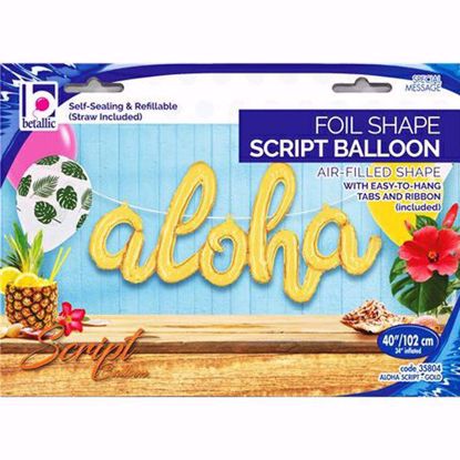 Picture of Aloha Gold Balloon Script Cursive Garland