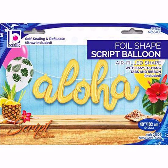 Picture of Aloha Gold Balloon Script Cursive Garland