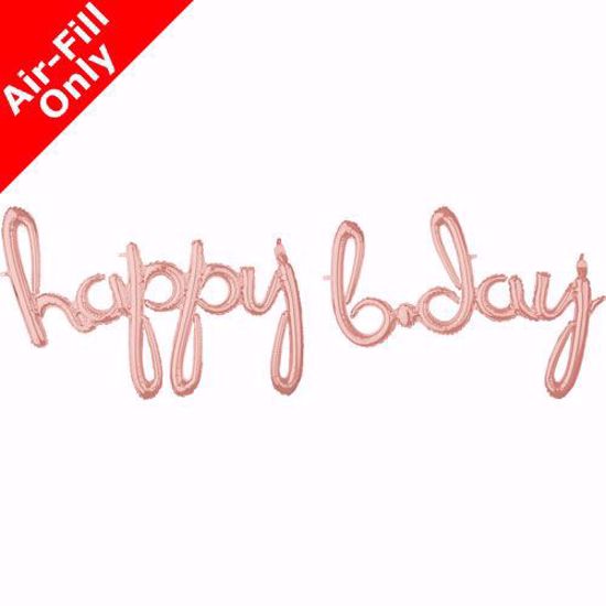 Picture of Happy Bday Rose Gold Balloon Script Cursive Garland
