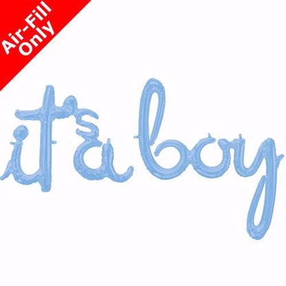 Picture of Its a Boy Blue Balloon Script Cursive Garland