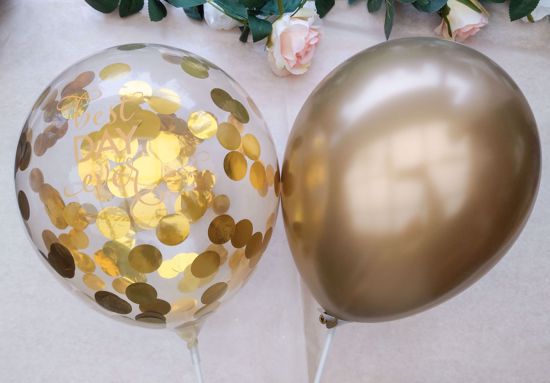 Picture of Best Day Ever Clear Confetti Balloons Gold Chrome
