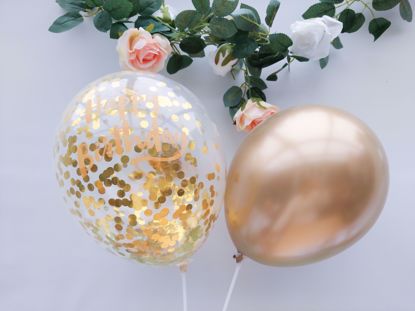 Picture of Happy Birthday Confetti Balloons Gold Chrome