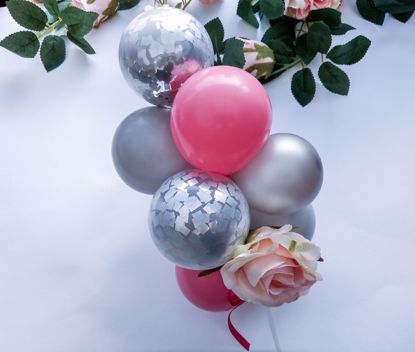 Picture of Balloon Cake Topper Mini Garland Pink Silver Grey