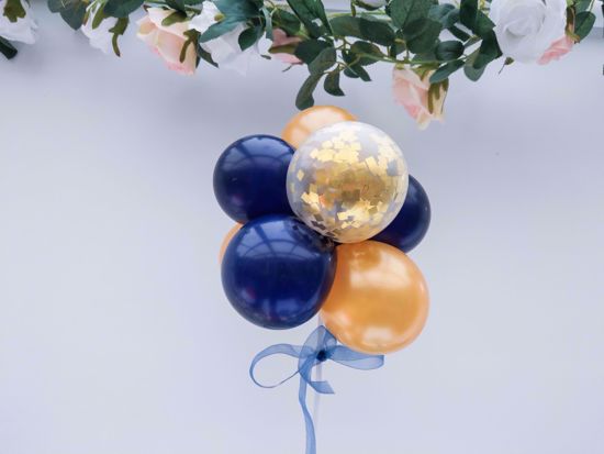 Picture of Balloon Cake Topper Mini Garland Navy Gold Confetti