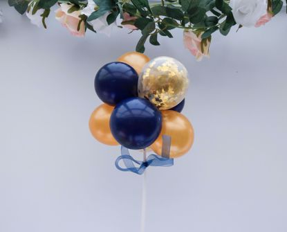 Picture of Balloon Cake Topper Mini Garland Navy Gold Confetti