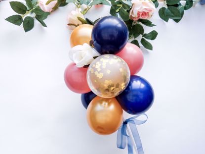 Picture of Balloon Cake Topper Mini Garland Navy Blue Gold Rosewood