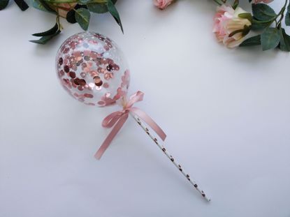 Picture of Balloon Cake Topper Stars Rose Gold Silver Confetti