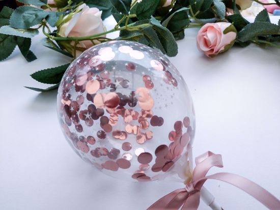Picture of Balloon Cake Topper Stars Rose Gold Silver Confetti
