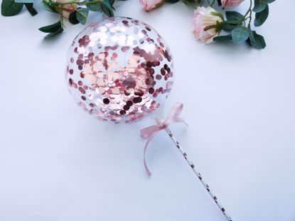 Picture of Balloon Cake Topper Bubble Rose Gold Silver Confetti