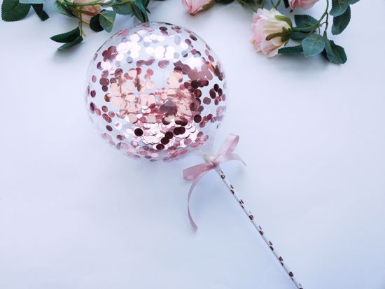 Picture of Balloon Cake Topper Bubble Rose Gold Silver Confetti