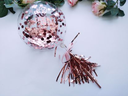 Picture of Balloon Cake Topper Bubble Rose Gold Confetti Tassel