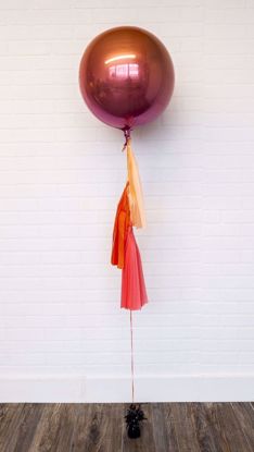 Picture of 16" Ombre Coral Orange Pink Balloon with tassels